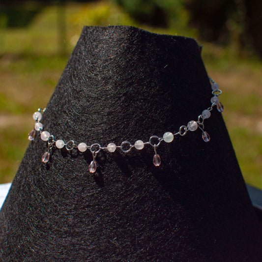 Collier Ras de cou - ’Edwina’ - Quartz rose | Collection Régence