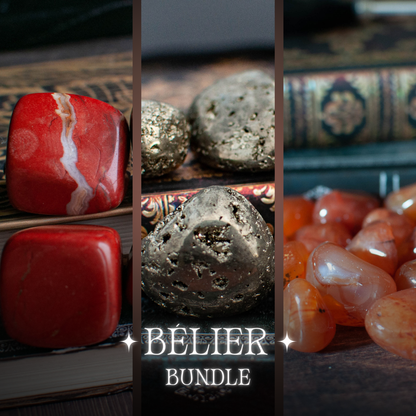 Jaspe rouge, Pyrite et Cornaline | Lot de 3 pierres - Les pierres du Bélier