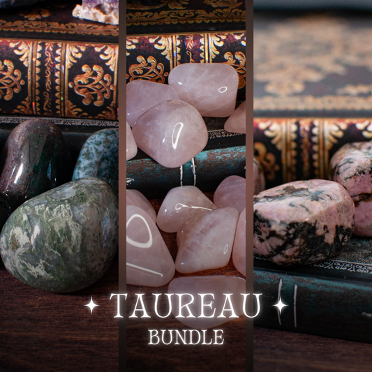 Agate mousse, Quartz rose et Rhodonite | Lot de 3 pierres - Les pierres du Taureau